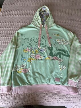 Loungefly Mint Green Bambi & Flower Pullover Hoodie Disney 3x